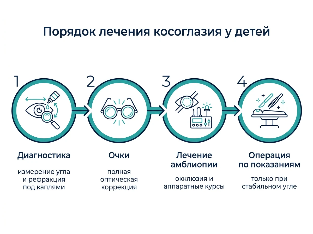 Этапы лечения косоглазия у ребёнка