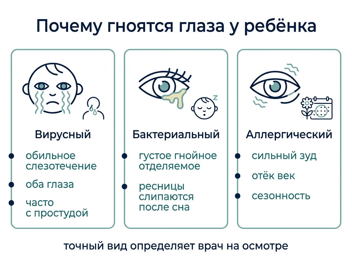 Как отличить конъюнктивиты у ребёнка Виды конъюнктивита у детей и их признаки