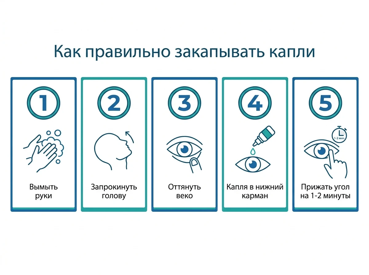 Пять шагов правильного закапывания глазных капель