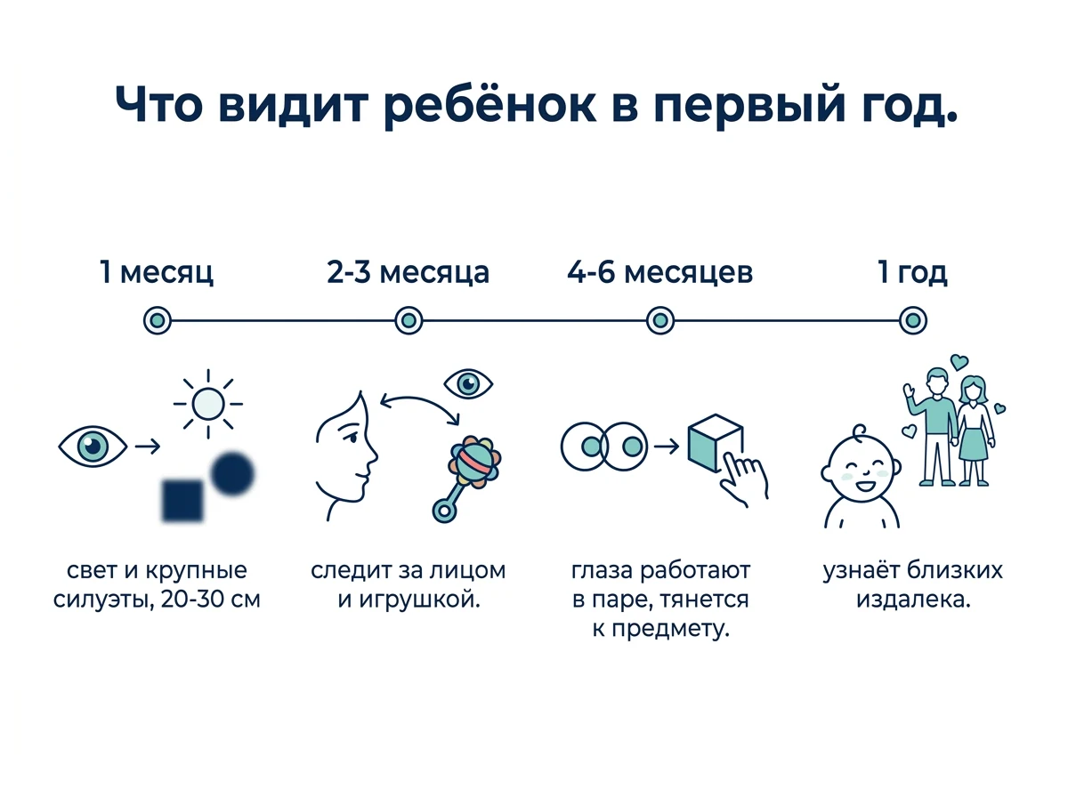 Что видит новорождённый по месяцам
