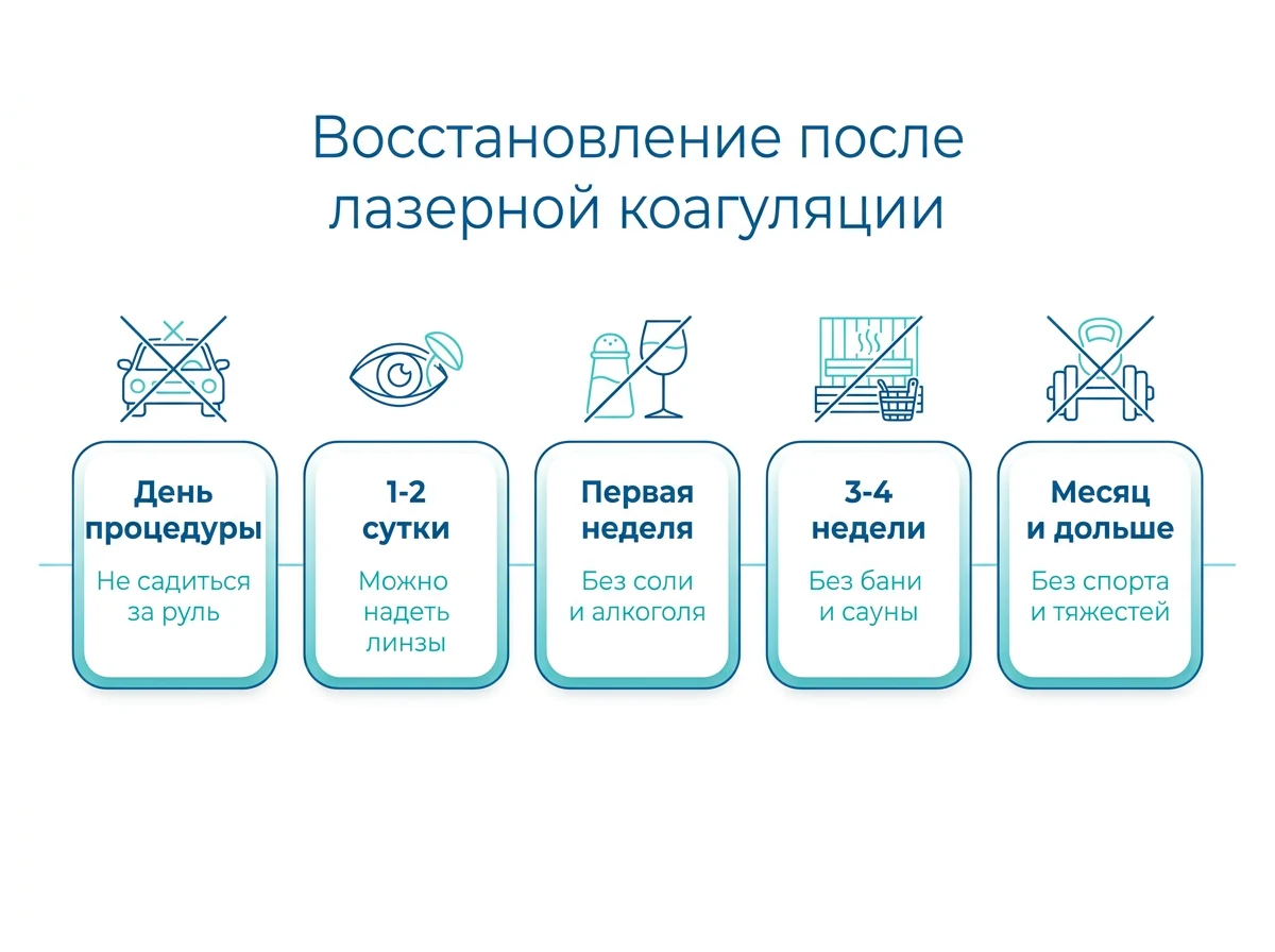 Сроки ограничений после лазерной коагуляции сетчатки