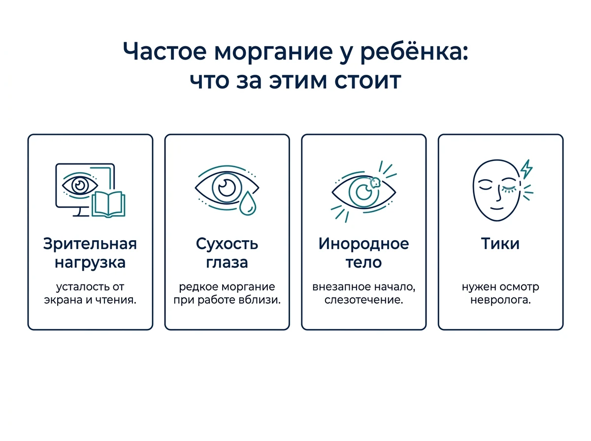 Почему ребёнок часто моргает Причины частого моргания у ребёнка