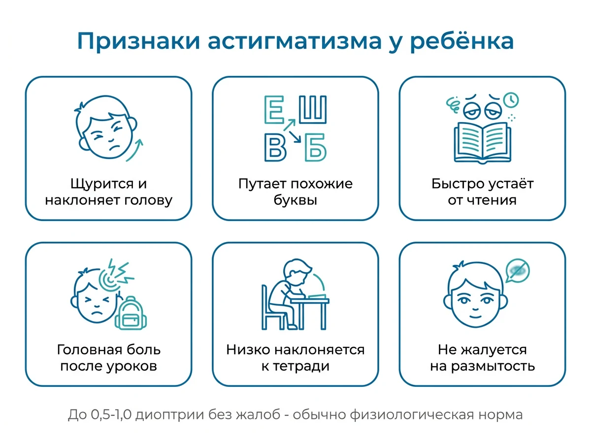 Косвенные признаки астигматизма у ребёнка