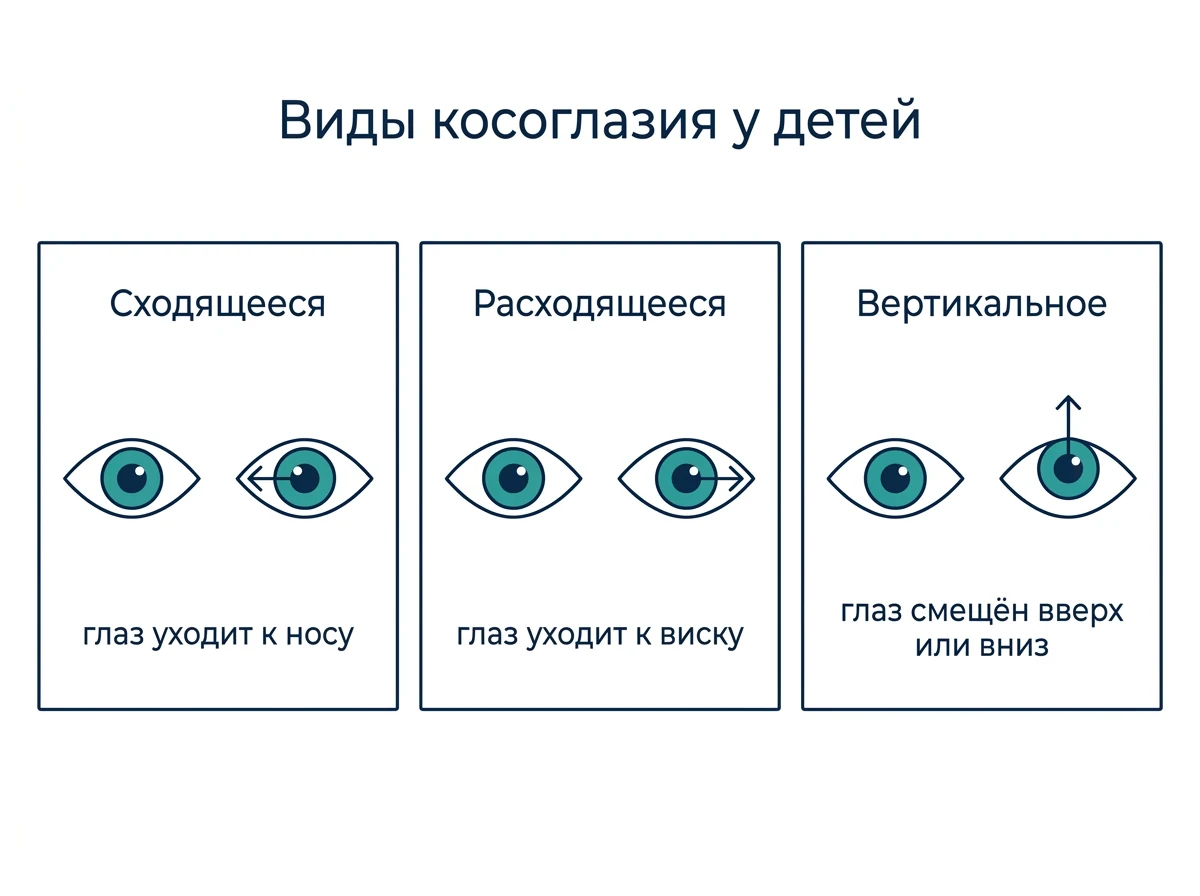Виды косоглазия у детей: сходящееся, расходящееся и вертикальное